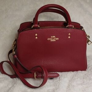Coach Leather Lillie Carryall Satchel in Burgundy